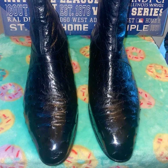 Mauri Midnight Blue Ostrich boots SZ11.5 Mauri 4986 Tracker Exotic Alligator / Ostrich Leg Boots  main image 3